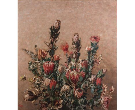 Robert Gwelo Goodman (South African 1871-1939) PROTEAS signed with artist's initials oil on canvas PROVENANCE The Barlow Fami