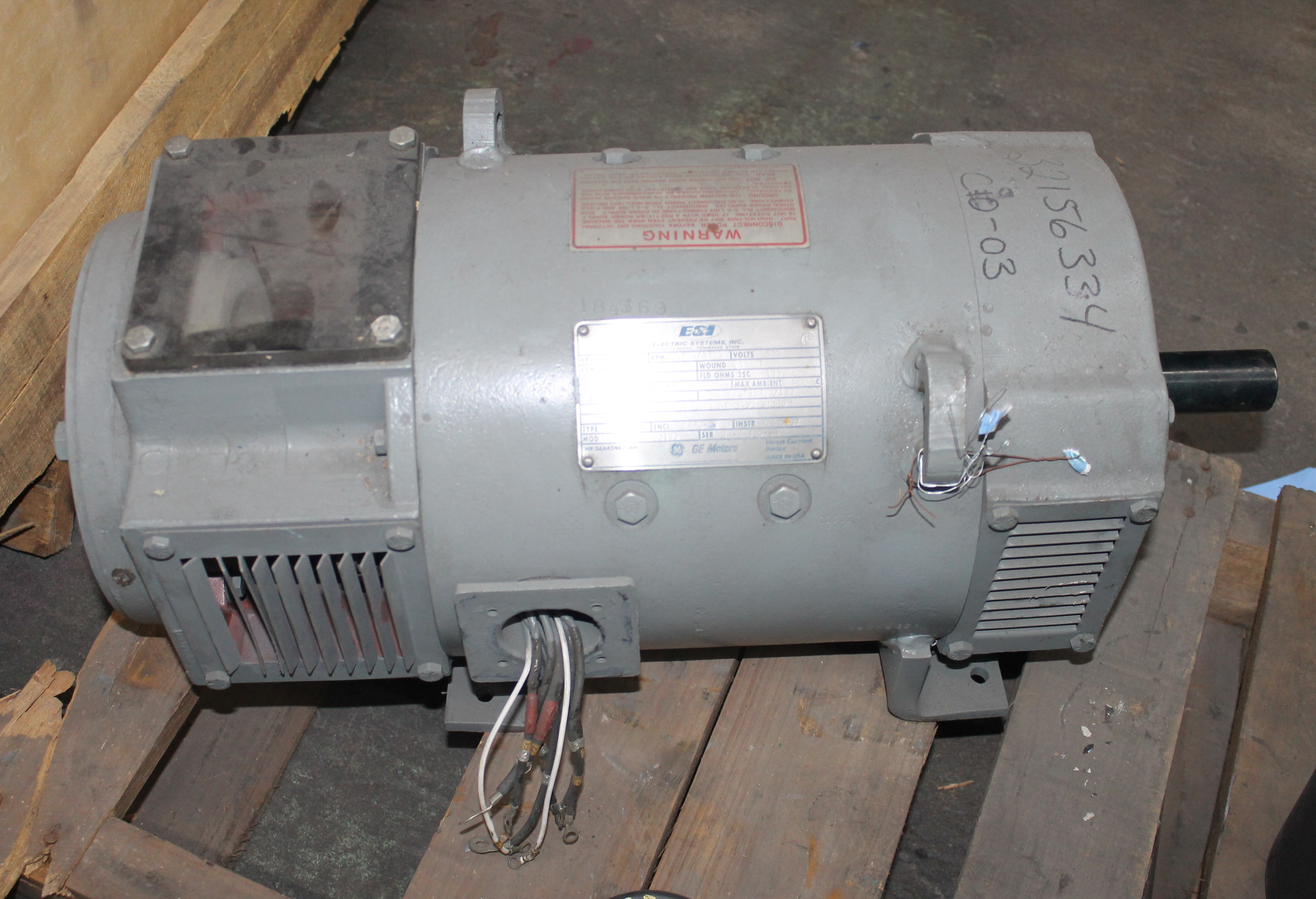 GE MOTORS 10 HP DIRECT CURRENT MOTOR, MODEL 5CD153JA002B195 VOLTS 500