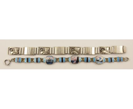 A Norwegian enamel bracelet and a continental silver bracelet