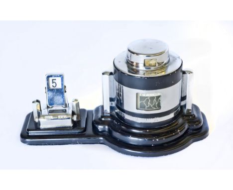 To be sold for BBC Children in Need 
An Art Deco 1930s Unigraph combination desk perpetual calendar, barometer andthermometer