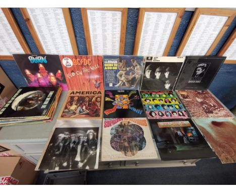 Vinyl records to include Smokey Robinson and the Miracles 'Going to a Go-Go', The Beatles, The Who, Pink Floyd, AC/DC, Elvis,