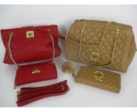 Moschino-Two brand new Love Moschino padded leather fashion bags, one in red having 3 internal compartments, gold tone hardwa