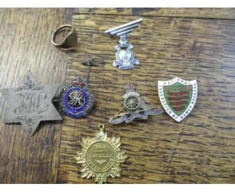 A group of Sweetheart brooches to include a Royal Engineers silver, enamel and marcasite brooch, and an engraved Victorian si