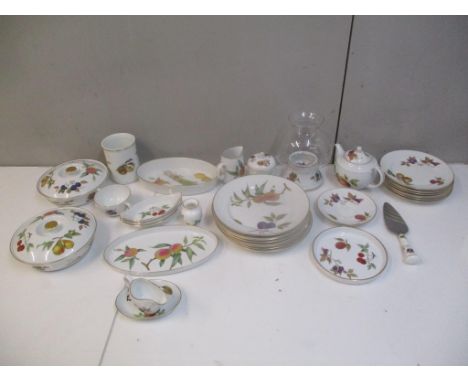 Royal Worcester Evesham pattern dinner ware to include tureens, dinner plates, a storm lamp with shade and other itemsLocatio