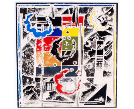K. Kobenhavn Swedish Abstract Artist, Well Executed Watercolour. Mounted. Size 20 x 21 Inches. Dated 1979.