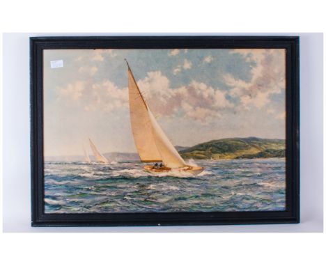 Framed Marine Print, circa 1930's Possibly of Cornwall. Framed & Glazed. 28x32''