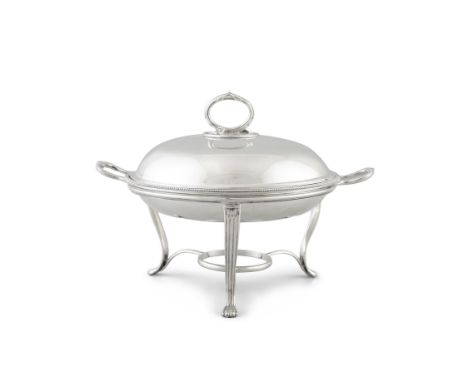A VICTORIAN SILVER CIRCULAR ENTRÉE DISH, London, c.1880, makers mark rubbed, the cover with a naturalistically cast ring hand