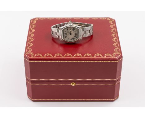 A CARTIER ROADSTAR WATCHThe signed silvered dial with black Roman numerals and with date aperture, the caseback numbered 2298