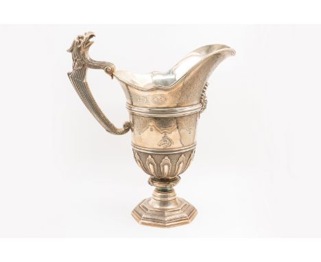 THE PRIX DE JOCKEY CLUB 1968 FRENCH SILVER TROPHY EWEROf mid-18th century inspired design, with a griffin head finial to the 