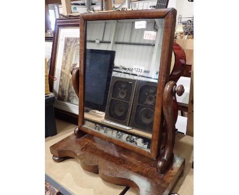 Victorian walnut swing mirror, 40 x 48 cm. Not available for in-house P&amp;P 