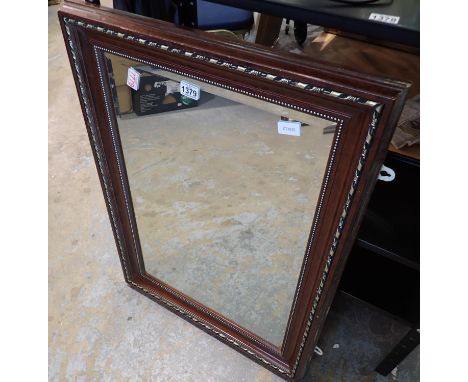 Wood and gilt framed rectangular bevelled edge mirror, 60 x 80 cm. Not available for in-house P&amp;P 
