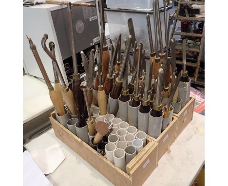 Collection of wood turning lathe tools (60). Not available for in-house P&amp;P 