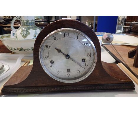 Westminster chime mantel clock with key and pendulum. Not available for in-house P&amp;P 