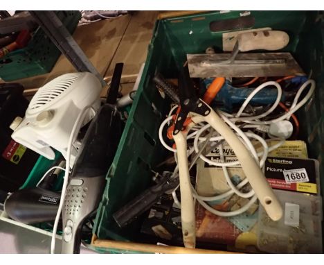 Box of mixed workshop tools including vice, drills etc. Not available for in-house P&amp;P 