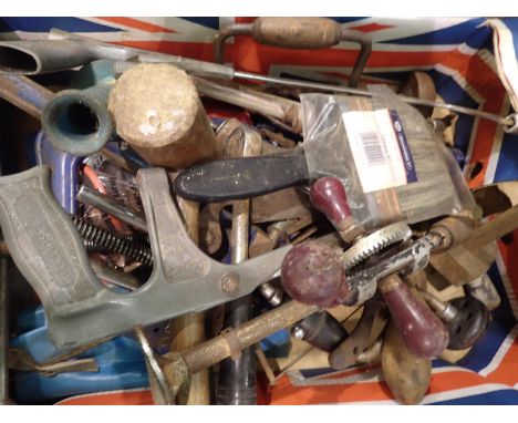 Box of mixed tools to include hand drills. Not available for in-house P&amp;P 