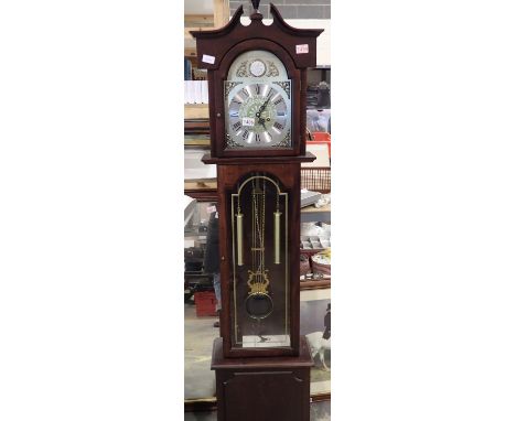 C. Wood and Son long case clock, thirty one day movement, working at lotting. Not available for in-house P&amp;P 