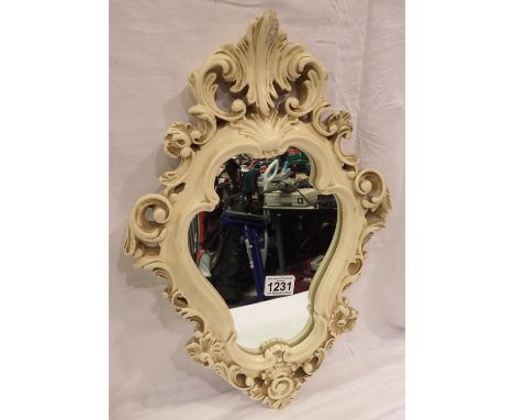 Plaster framed mirror, H: 51 cm. Not available for in-house P&amp;P 