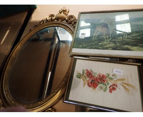 Two framed prints and a mirror. Not available for in-house P&amp;P 
