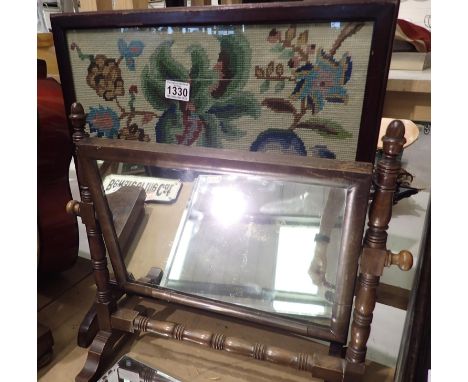 Tapestry fire screen and a dressing table mirror. Not available for in-house P&amp;P 