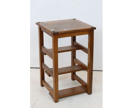 Late 19th / Early 20th century Metamorphic Oak Square Stool / Step Ladder, 39cms wide x 62cms high 
