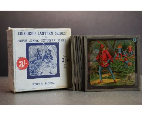 Boxed Set of Eight Primus ' Robin Hood ' Coloured Magic Lantern Slides 