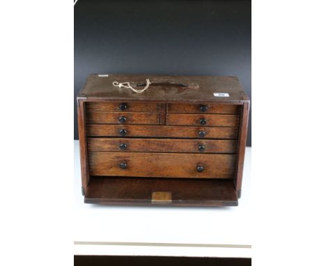 Vintage mahogany portable tool chest, containing seven drawers 