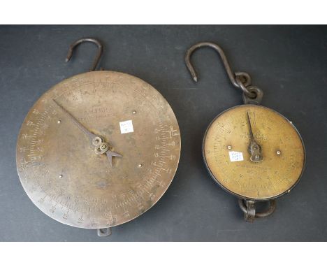 Two vintage hanging Salter scales 
