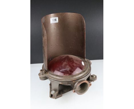 Vintage Cast Metal Railway's Red Signal Post Light, 37cms long 