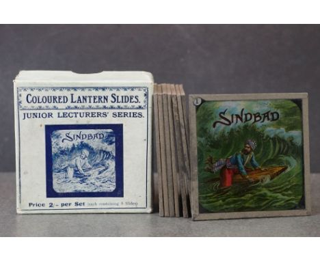 Boxed Set of Eight Primus ' Sinbad ' Coloured Magic Lantern Slides 
