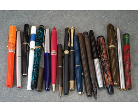 A collection of vintage pens to include Fountain and roller ball examples. 