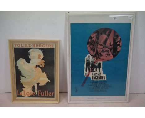 Two framed vintage French / Belgian posters, to include Folies Bergere &amp; film poster Les Fausses Ingenues 