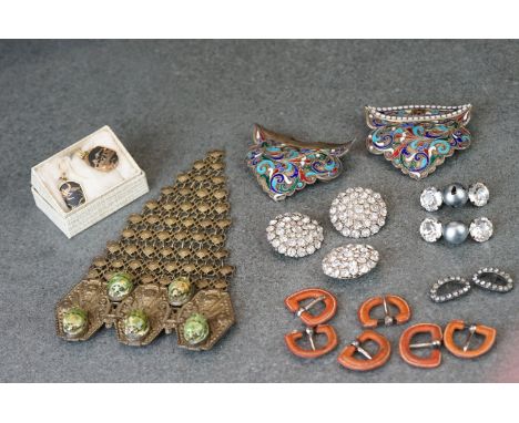 A small collection of asian and islamic jewellery to include enamel examples. 