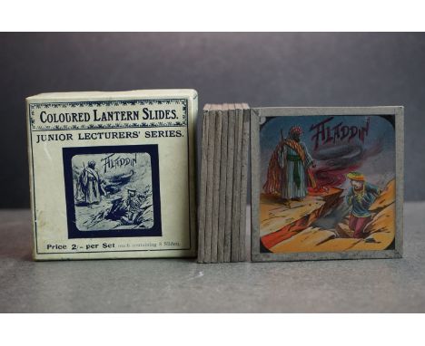 Boxed Set of Eight Primus ' Aladdin ' Coloured Magic Lantern Slides 
