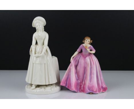 Two Royal Worcester Figurines including ' The Duchess ' Dress modelled by Freda Doughty and Royal Worcester Bland de Chine Fi