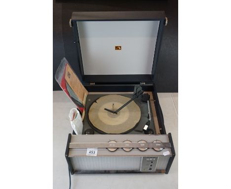 1960's HMV Portable Record Player. model no. 2024 with operating instructions 