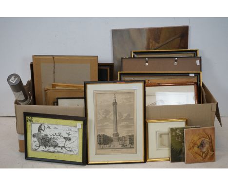 Approximately Thirty One Pictures including Oils, Watercolours and Prints plus a Rolled Print of a Balloon View of London 
