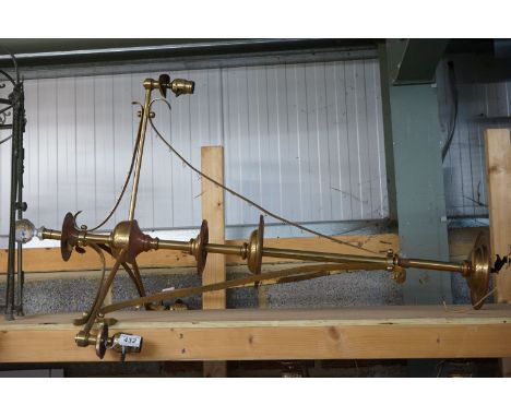 Gilt Metal Three Branch Central Light Fitting, 112cms high 