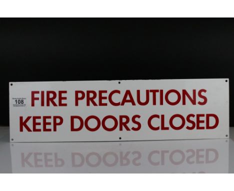 Original Enamel Sign ' Fire Precautions, Keep Doors Closed ' 56cms long with original paper packaging 
