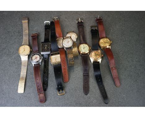 Collection of ten vintage gents watches, to include Ingersoll, Timex, Casio, Swiss made, GDR made etc 