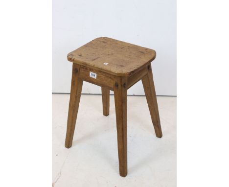 Vintage pine factory type stool 