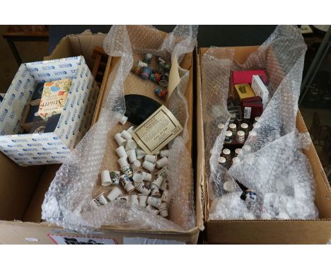 A very large collection of mixed thimbles to include ceramic, metal, glass and silver examples 