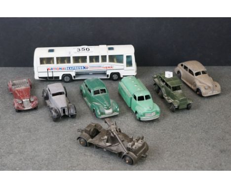 Group of eight vintage playworn diecast models to include Dinky &amp; Corgi 