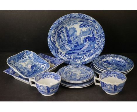 Collection of Spode Italian Blue and Ceramics including Bowl, Two Cups and Saucers, Two Tea Plates and Five Bowls 