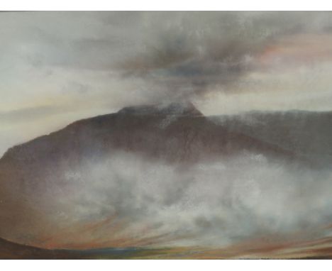 A pastel sketch, after Ainsworth, Pen- y -ol wen, Welsh mountain landscape, indistinctly signed, 50 x 75cm, plus frame and gl