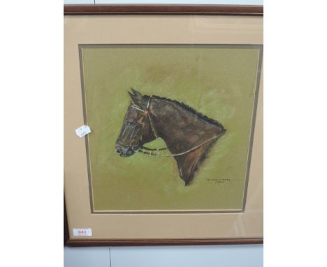 A pastel sketch, H Williams, horse head study, signed and dated 1985, 31 x 27cm, plus frame and glazed