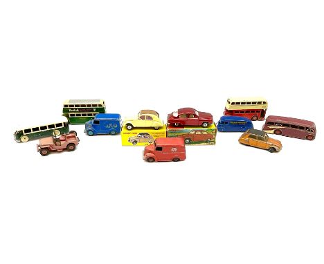 Dinky - Saab 96 die-cast car No.156, boxed; French Atlas 2 CV 'Citroen' Modele 61, boxed; and ten unboxed and playworn models