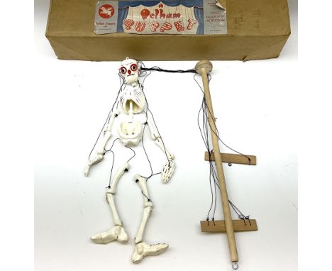 1960's Pelham Puppet - large size skeleton, detaching limbs and lifting head in brown box with instructions