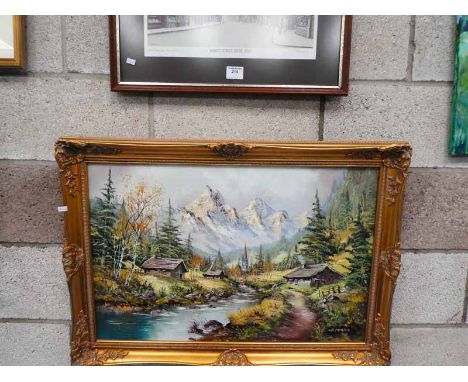 John Corcoran, Alpine River landscape and D. Johnson, limited edition print of Colne 1952