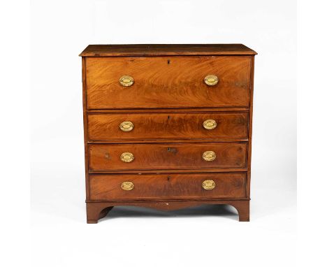 A Regency mahogany secretaire chest, the rectangular moulded edge top above a fitted fall front secretaire with three long dr