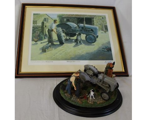 Country Artists "Widening The Track" sculpture by Keith Sherwin with original box &amp;&nbsp; framed matching print after Mik